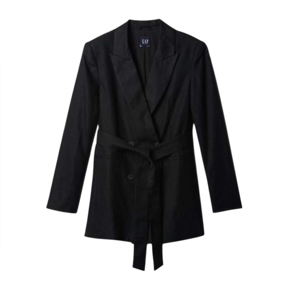NWT Gap Linen-Cotton Belted Blazer in Black - Size L - Picture 4 of 14